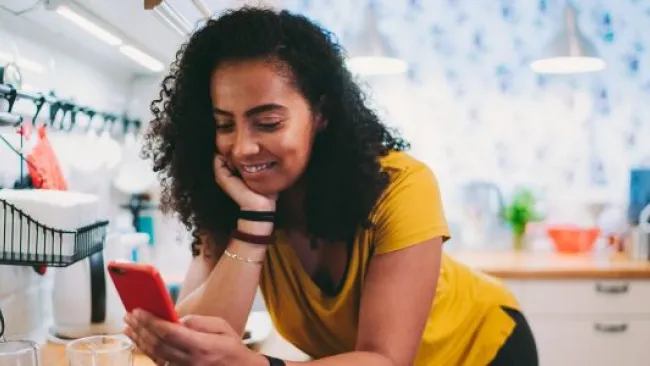 A woman checking her phone